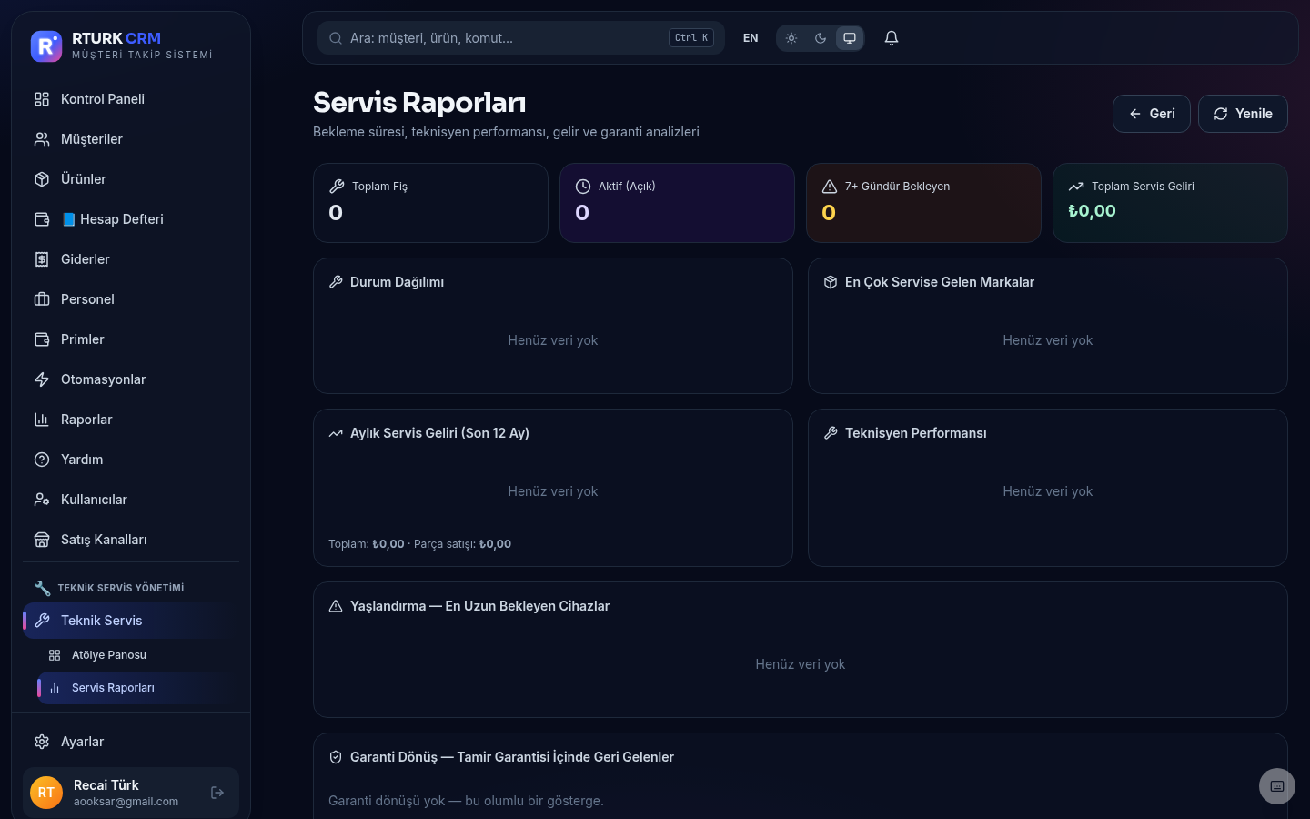 Teknik servis raporları