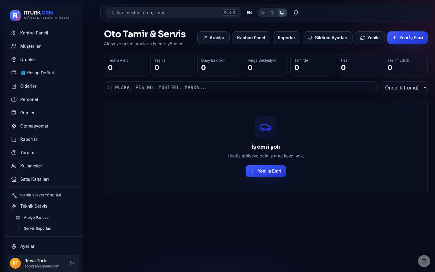 Oto servis iş emirleri