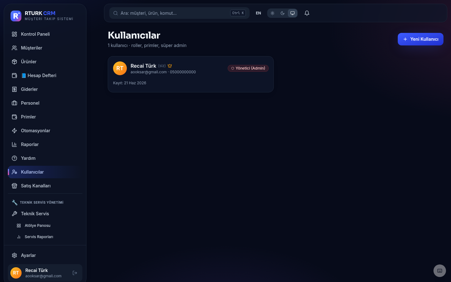 Kullanıcılar ve roller