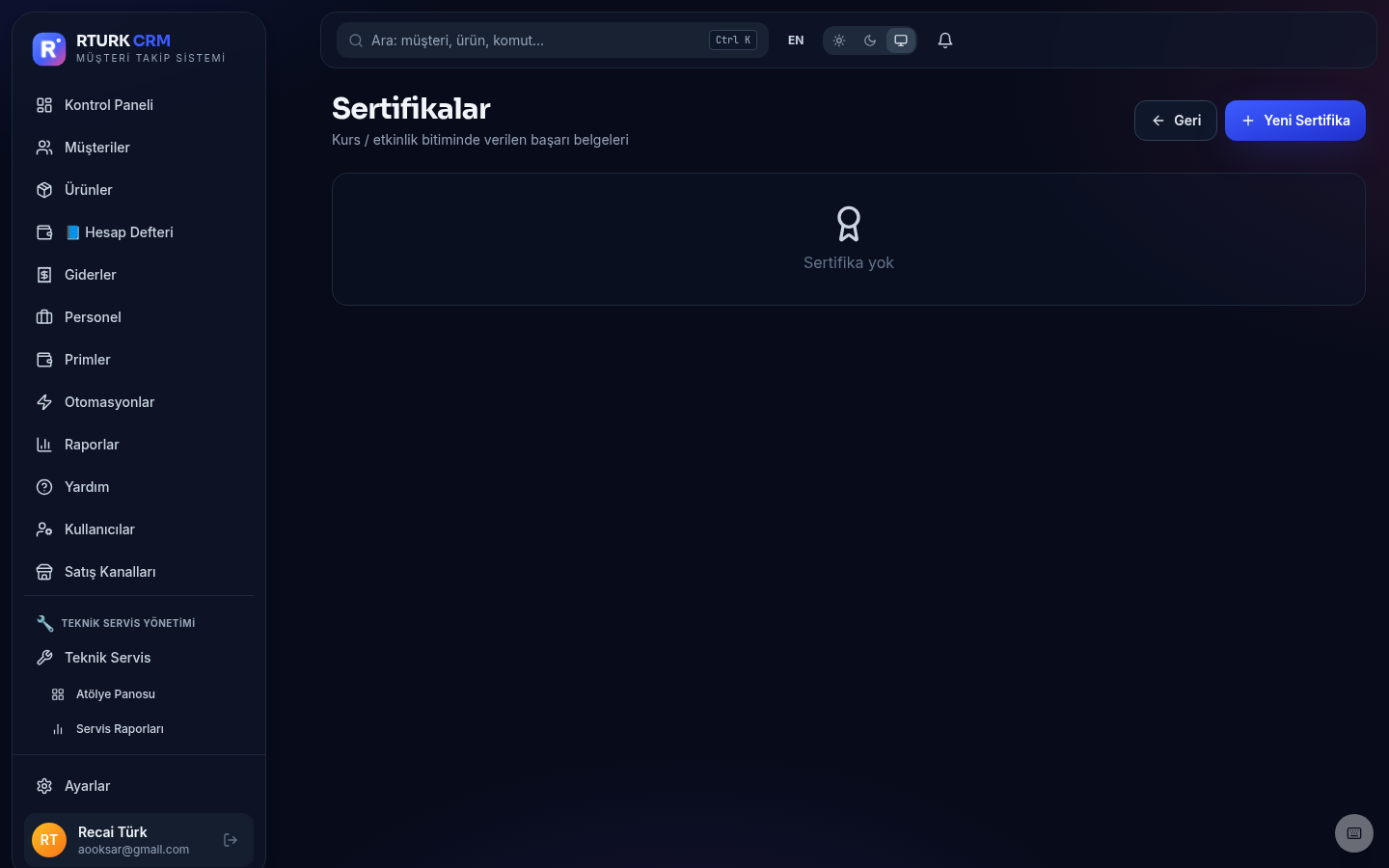 Eğitim sertifikaları
