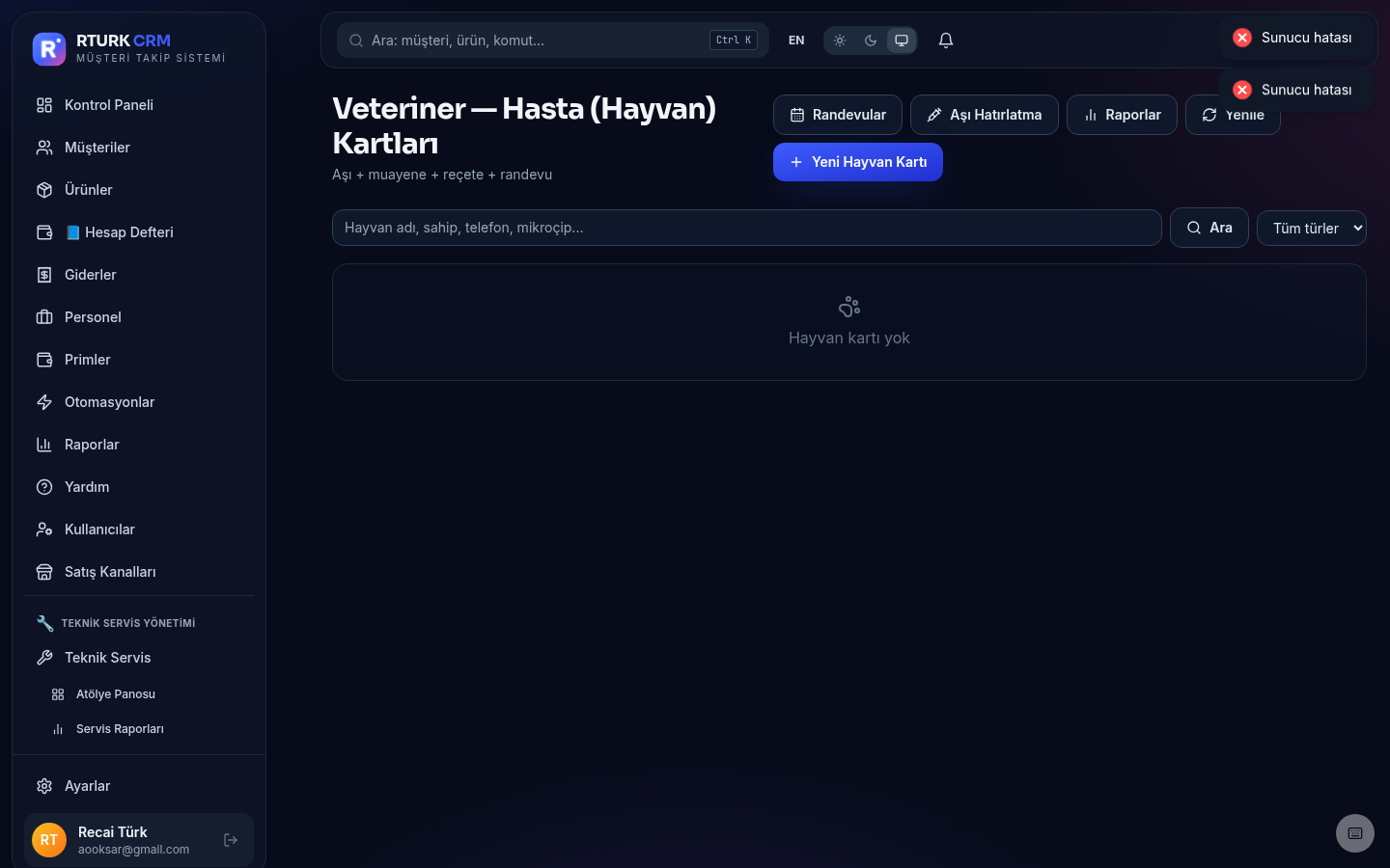 Veteriner hasta (hayvan) kayıtları