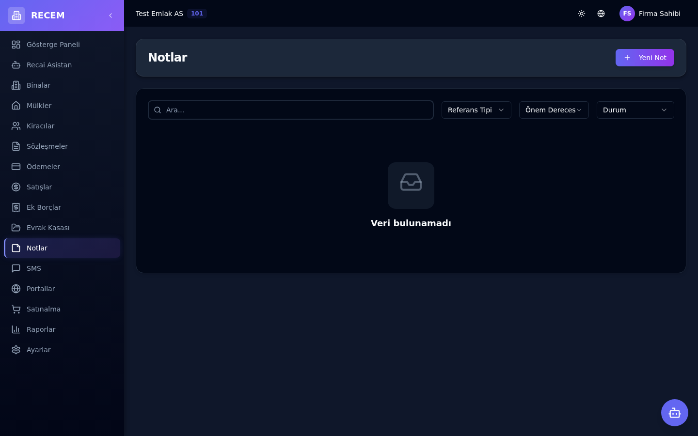 Notlar ve arıza kayıtları