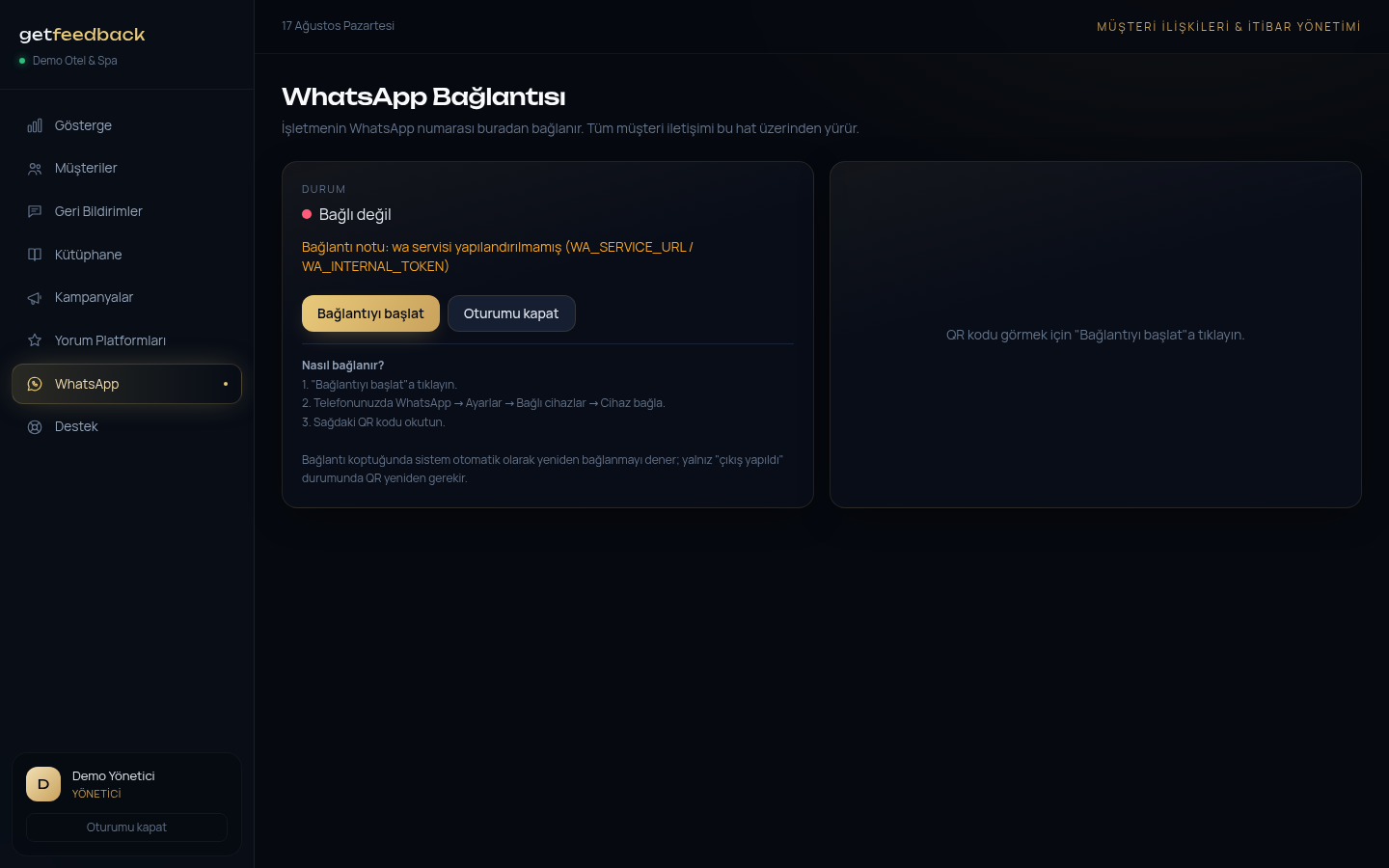 WhatsApp bağlantı ekranı