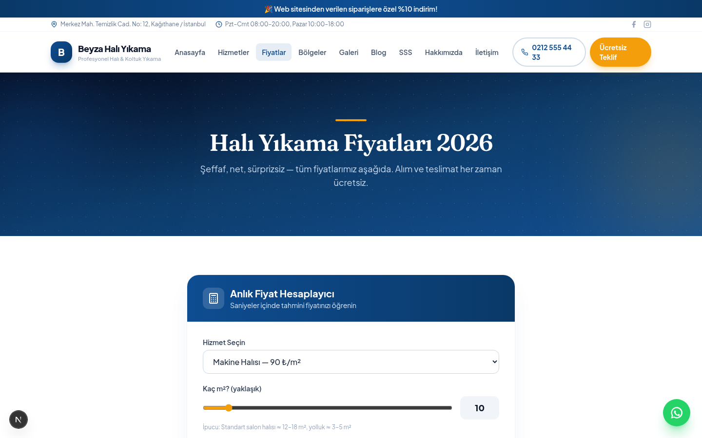 Halı Yıkama Fiyatları 2026